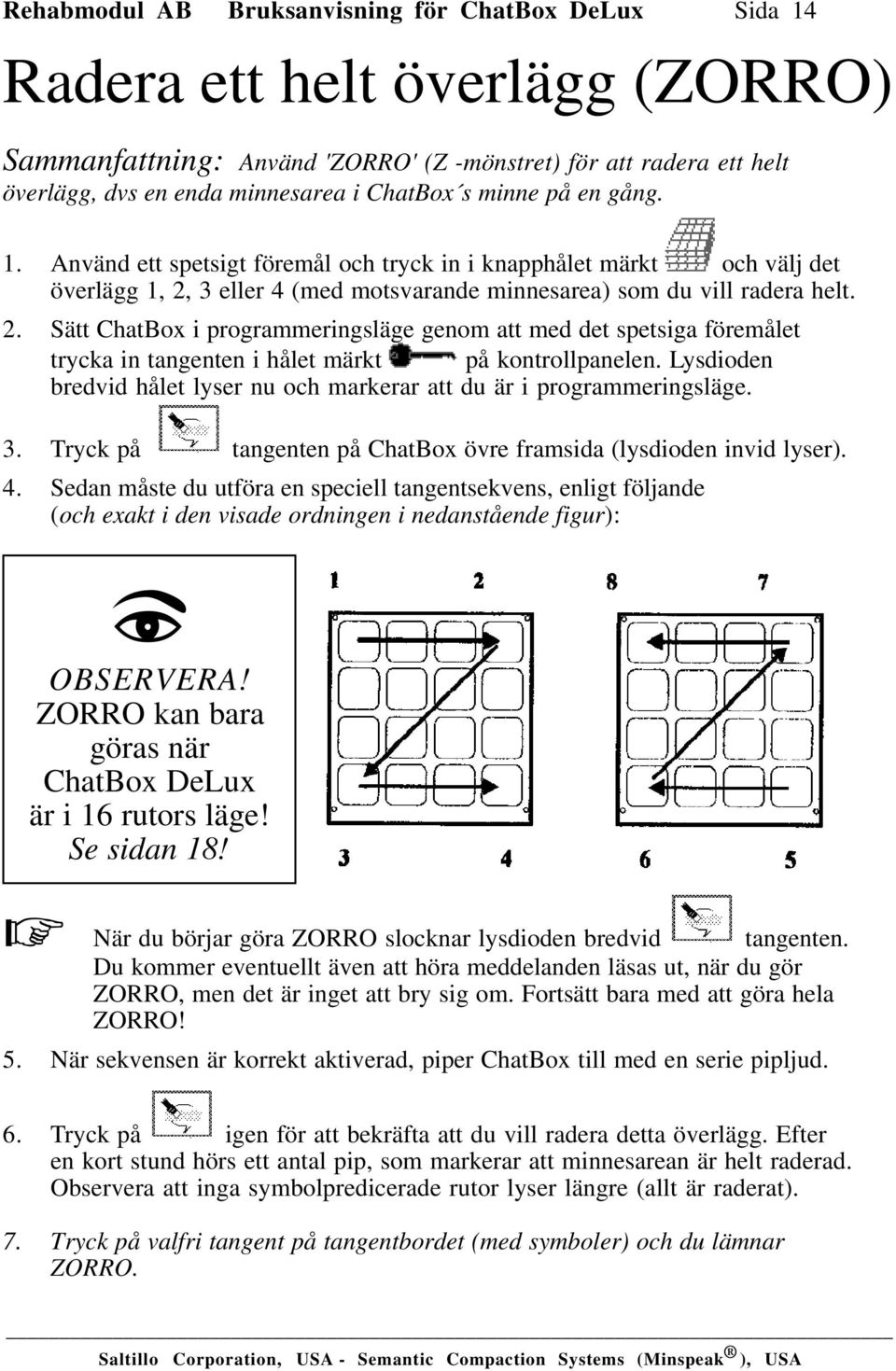 3 eller 4 (med motsvarande minnesarea) som du vill radera helt. 2. Sätt ChatBox i programmeringsläge genom att med det spetsiga föremålet trycka in tangenten i hålet märkt på kontrollpanelen.