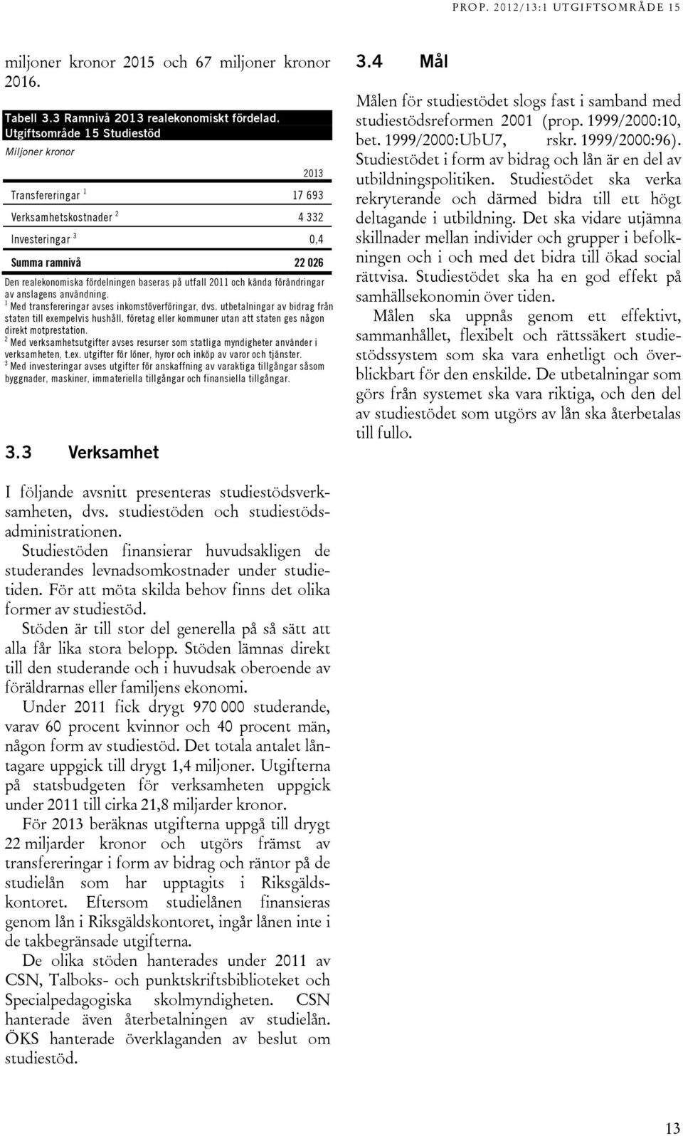 och kända förändringar av anslagens användning. 1 Med transfereringar avses inkomstöverföringar, dvs.