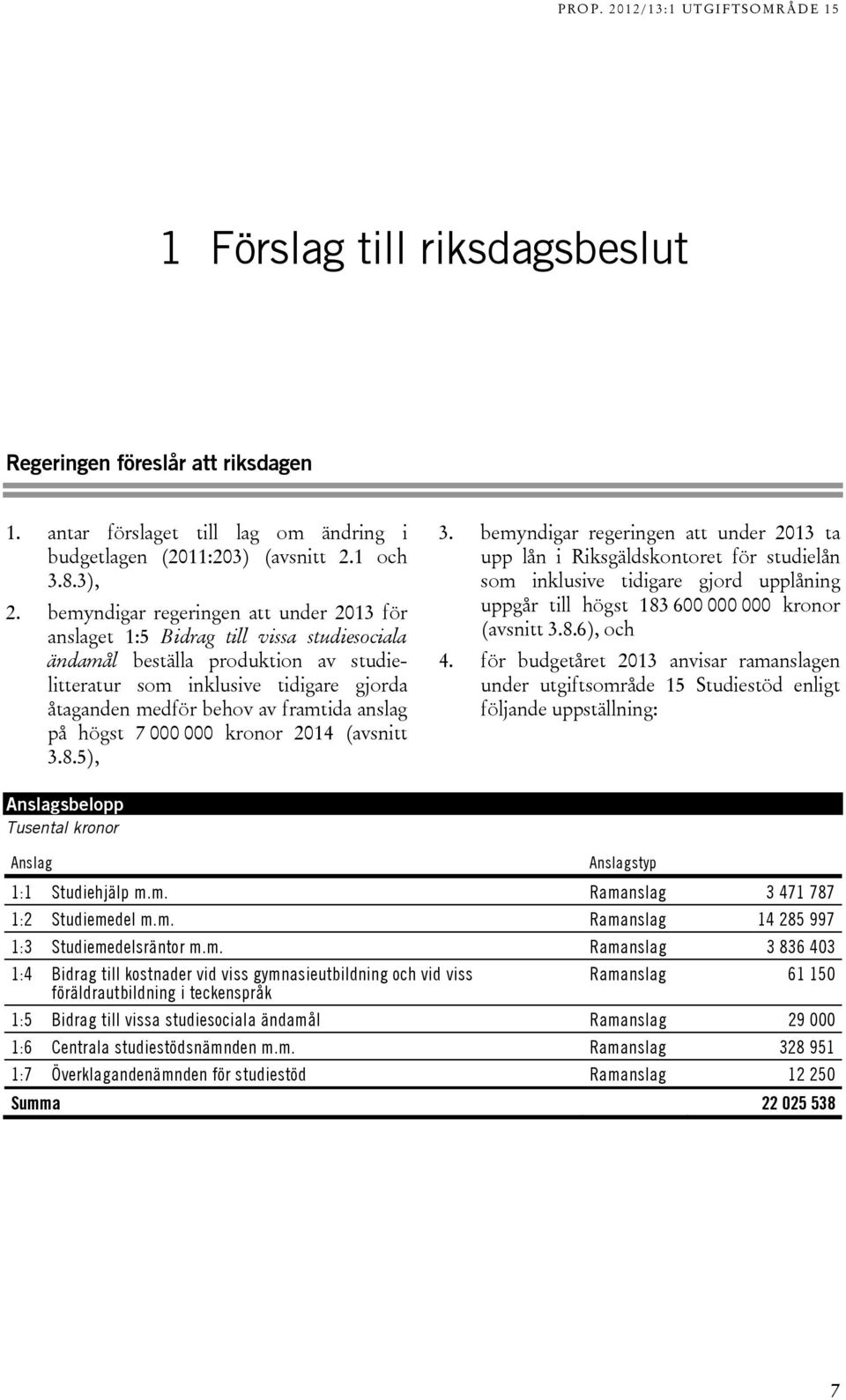 anslag på högst 7 000 000 kronor 2014 (avsnitt 3.8.5), 3.