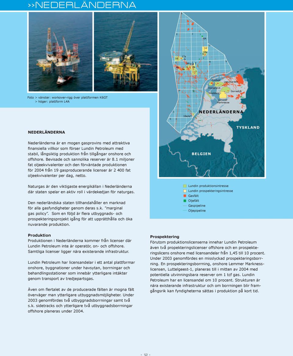produktion från tillgångar onshore och offshore. Bevisade och sannolika reserver är 8.