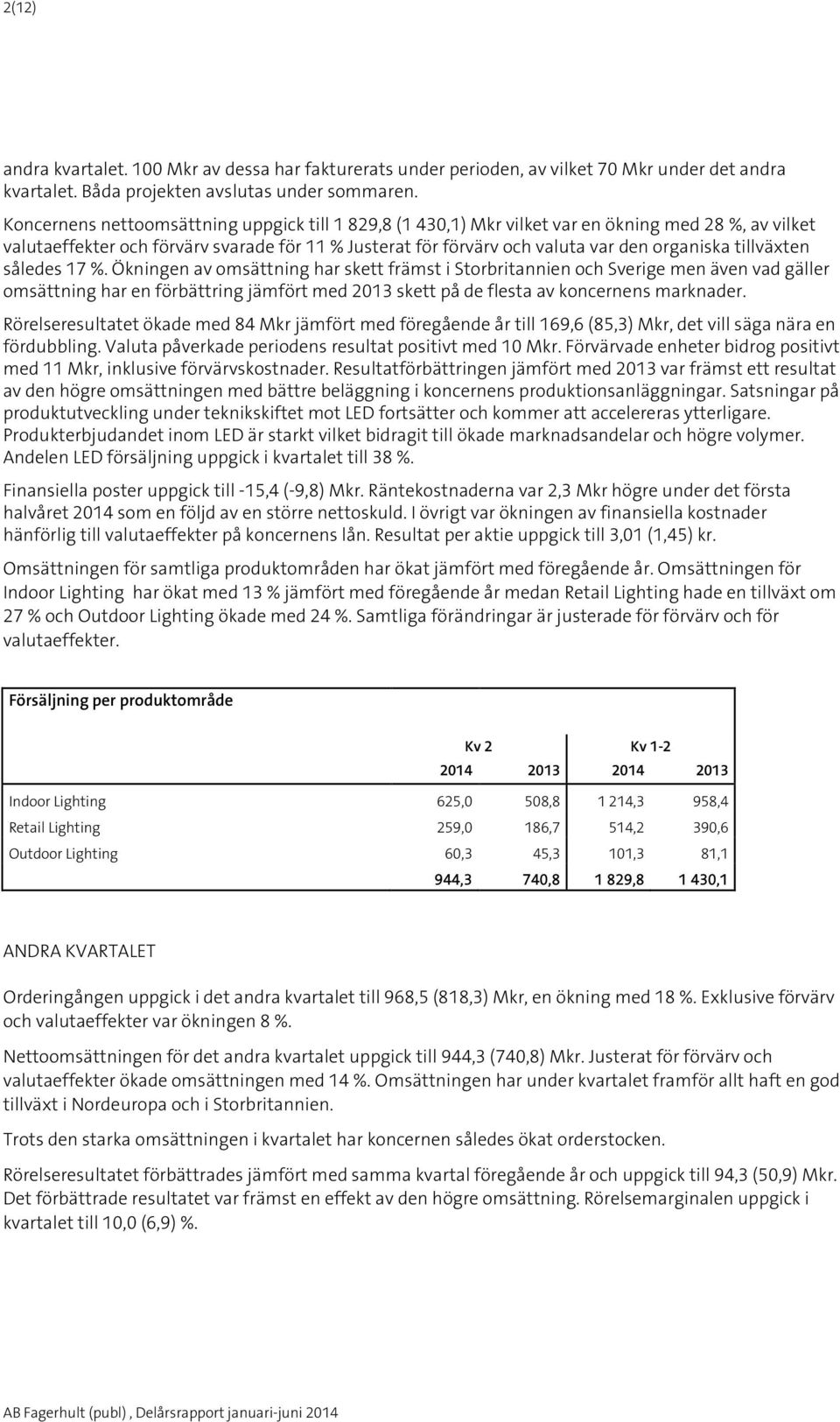 tillväxten således 17 %. Ökningen av omsättning har skett främst i Storbritannien och Sverige men även vad gäller omsättning har en förbättring jämfört med skett på de flesta av koncernens marknader.