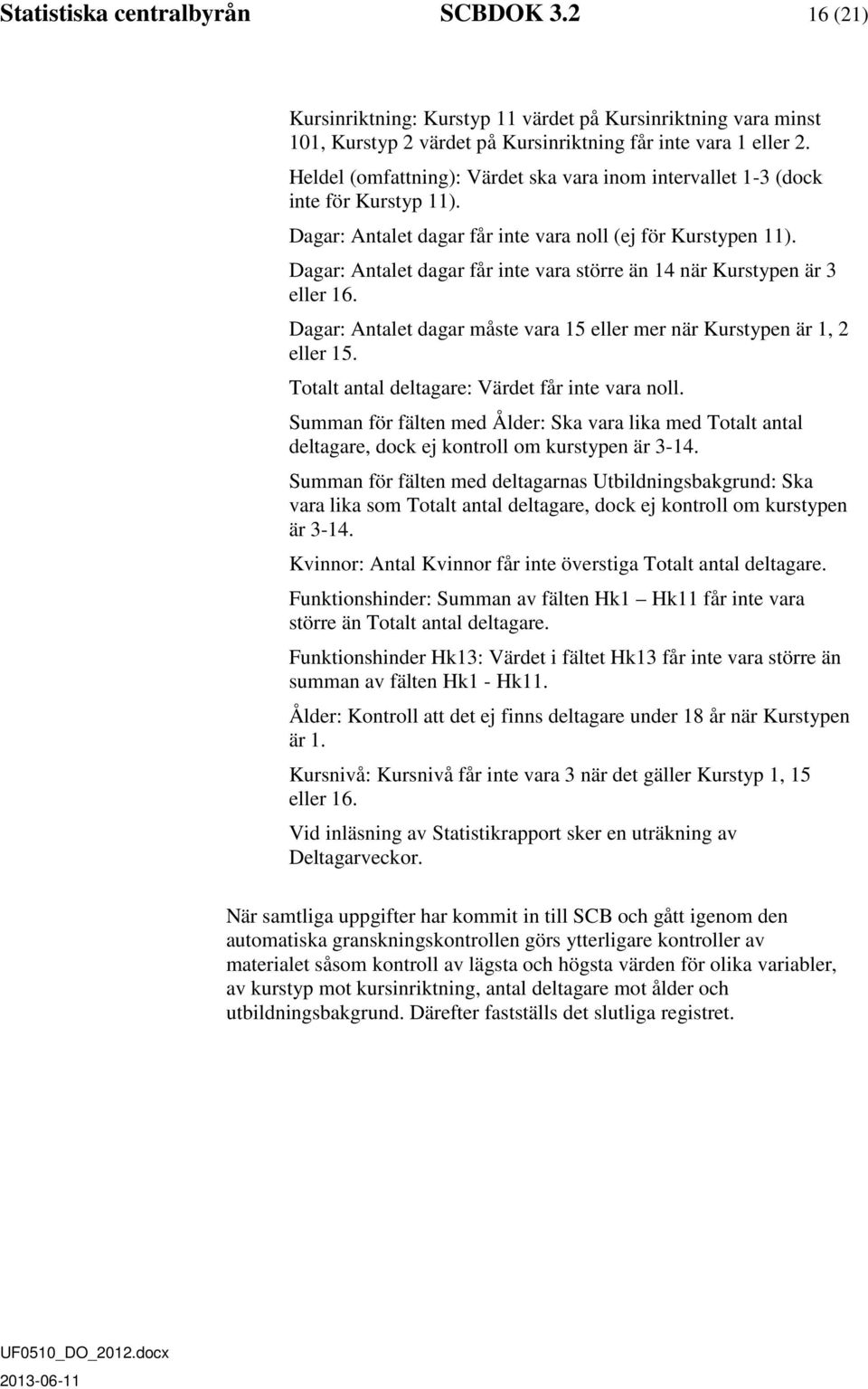 Dagar: et dagar måste vara 15 eller mer när en är 1, 2 eller 15. Totalt antal deltagare: Värdet får inte vara noll.