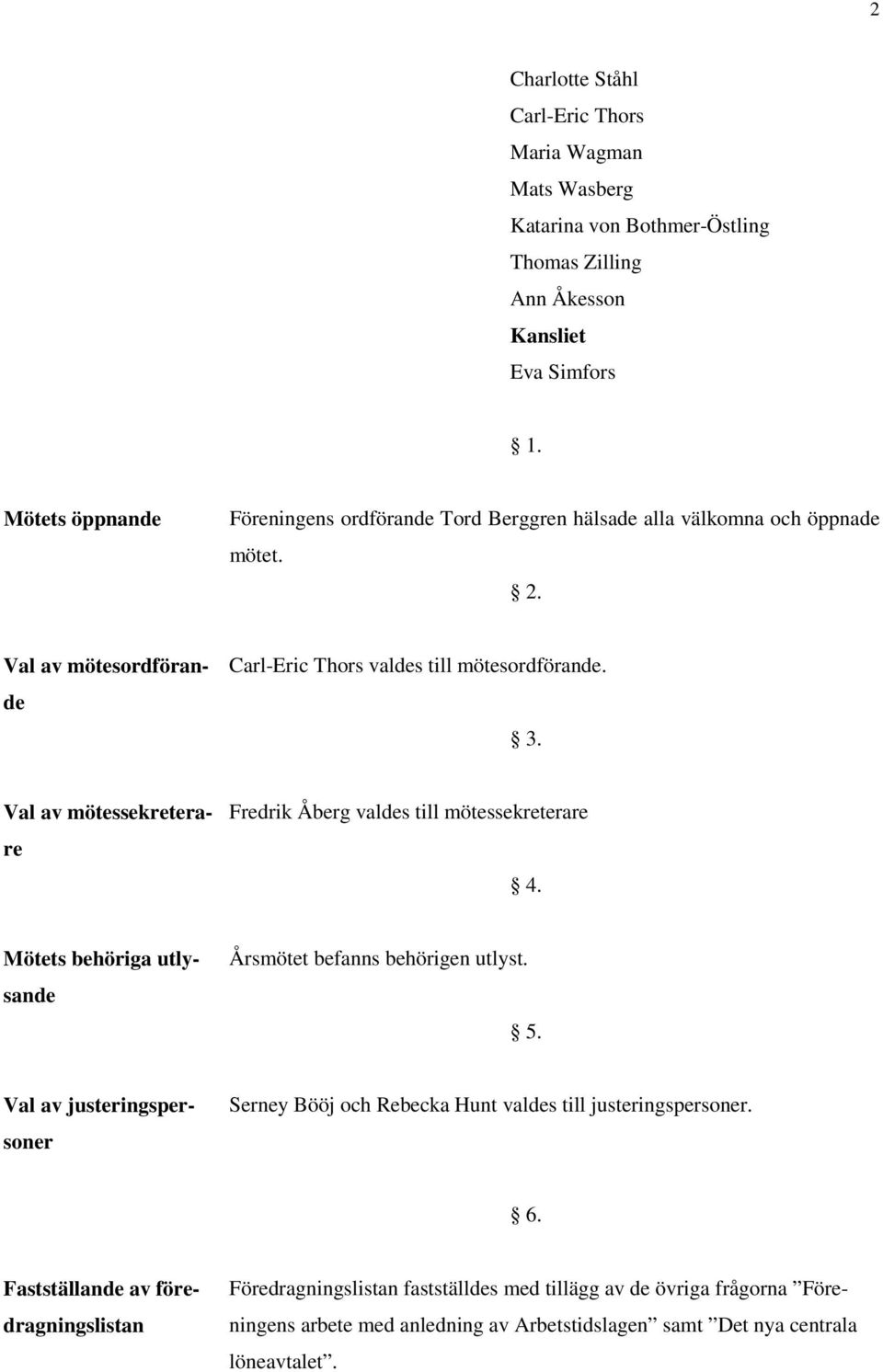 Val av mötessekreterare Fredrik Åberg valdes till mötessekreterare 4. Mötets behöriga utlysande Årsmötet befanns behörigen utlyst. 5.