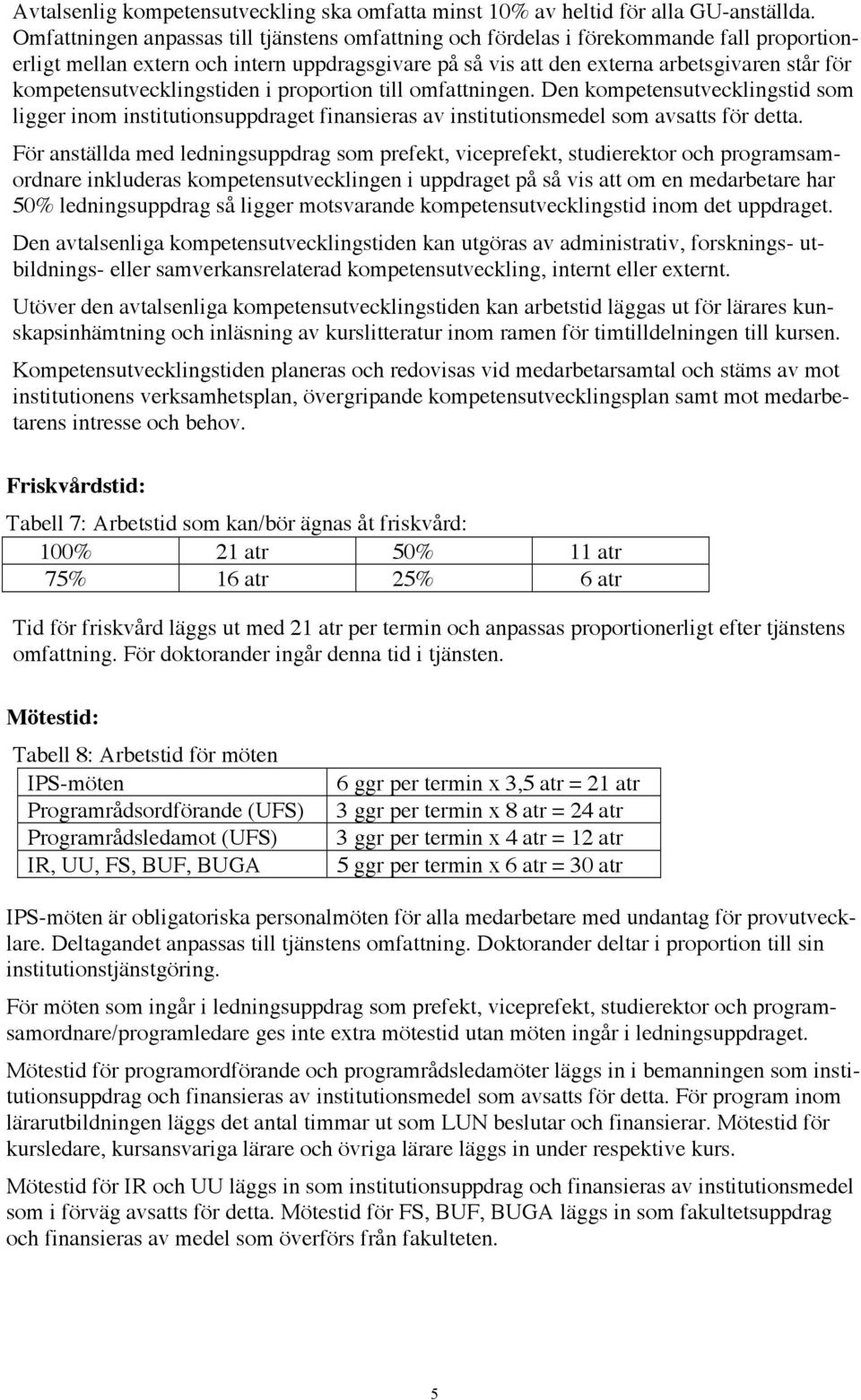 kompetensutvecklingstiden i proportion till omfattningen. Den kompetensutvecklingstid som ligger inom institutionsuppdraget finansieras av institutionsmedel som avsatts för detta.