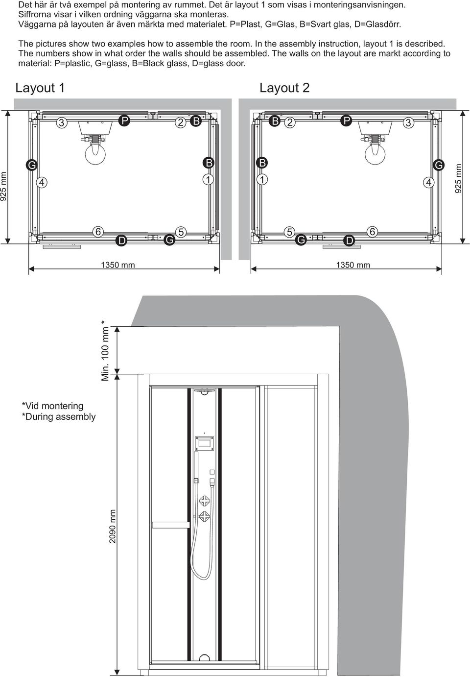 In the assembly instruction, layout 1 is described. The numbers show in what order the walls should be assembled.