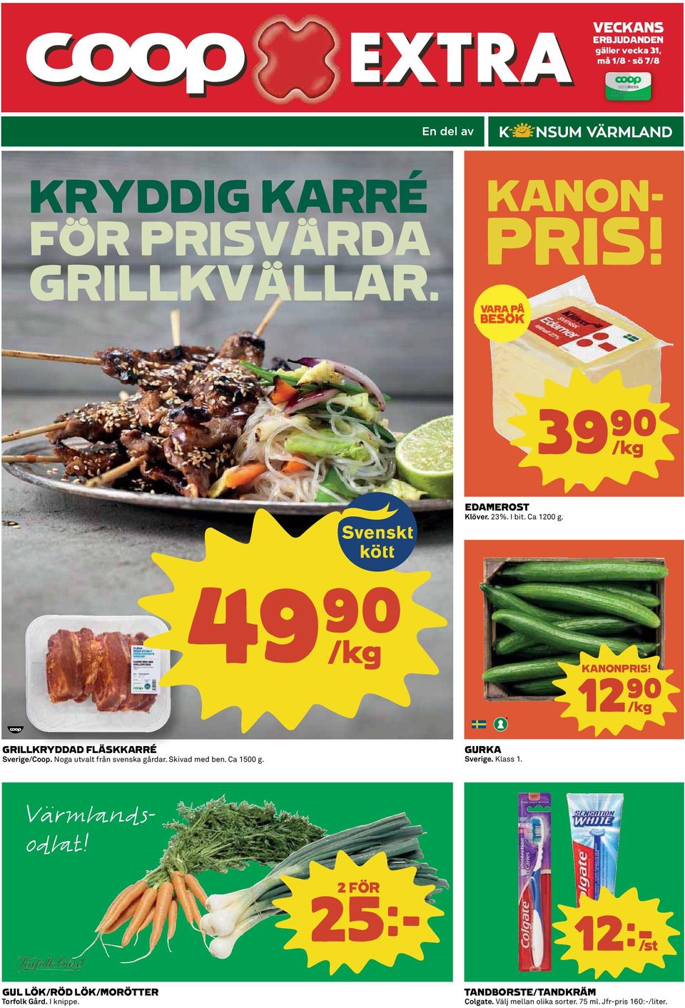 Noga utvalt från svenska gårdar. Skivad med ben. Ca 1500 g. GURKA Sverige. Klass 1. Värm ndsod t!