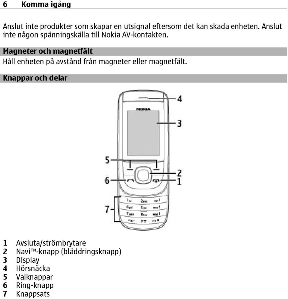 Magneter och magnetfält Håll enheten på avstånd från magneter eller magnetfält.