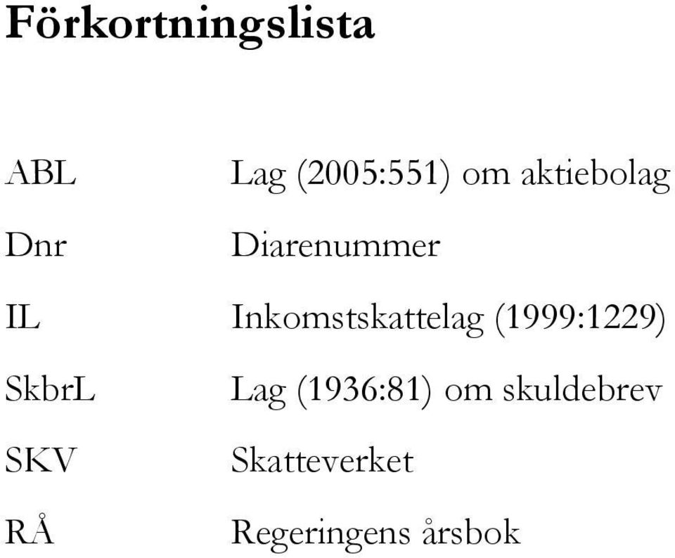 Inkomstskattelag (1999:1229) SkbrL Lag