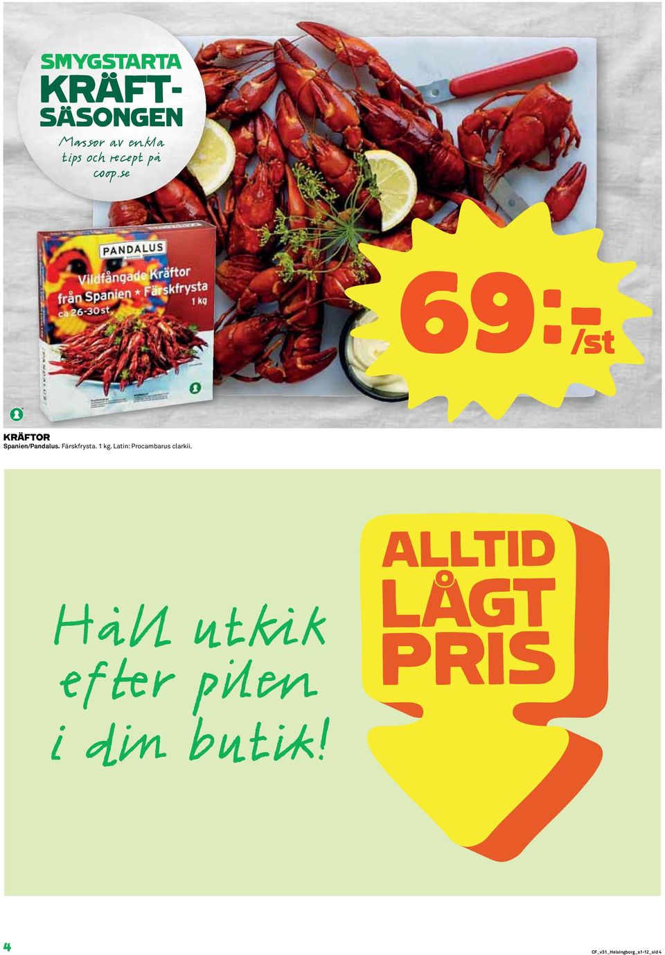 Färskfrysta. 1 kg. Latin: Procambarus clarkii.