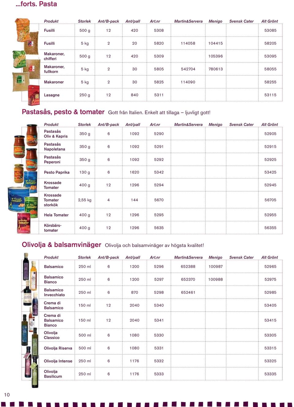 kg 2 30 5825 114090 58255 Lasagne 250 g 12 840 5311 53115 Pastasås, pesto & tomater Gott från Italien. Enkelt att tillaga ljuvligt gott!