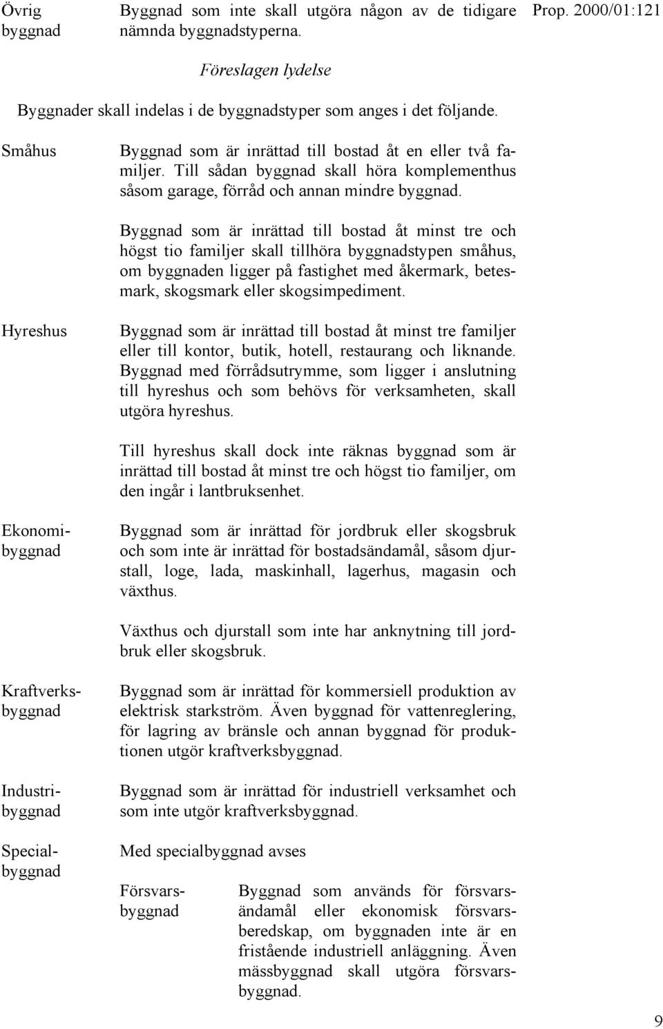 Byggnad som är inrättad till bostad åt minst tre och högst tio familjer skall tillhöra byggnadstypen småhus, om byggnaden ligger på fastighet med åkermark, betesmark, skogsmark eller skogsimpediment.