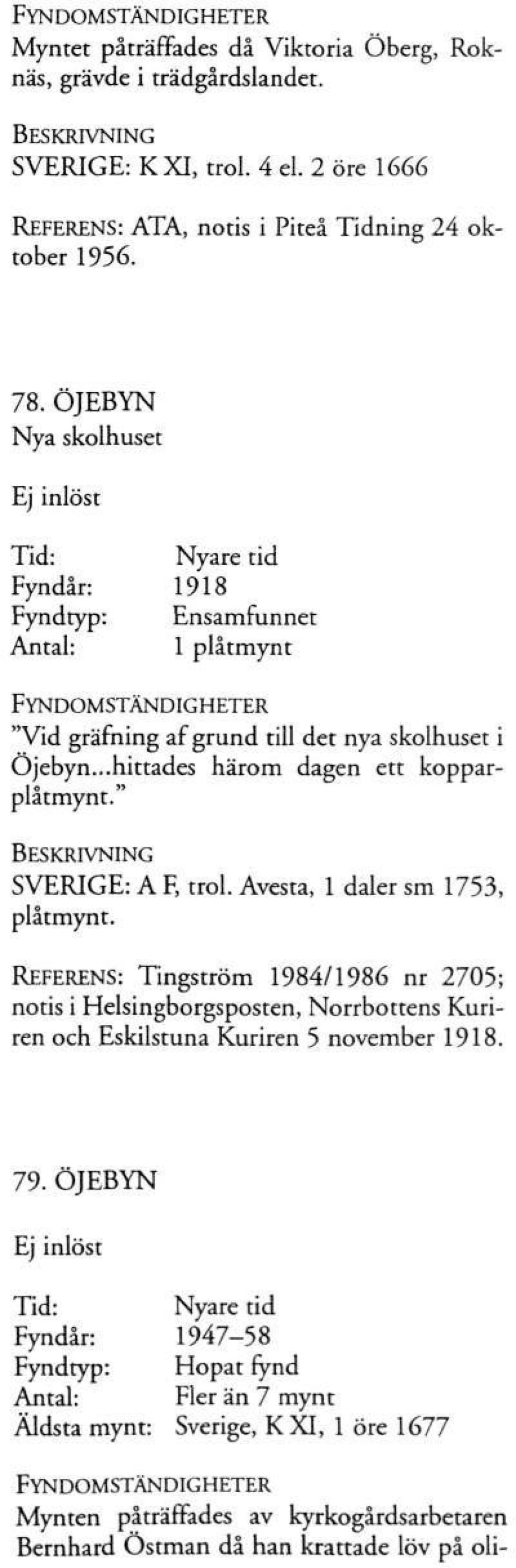 " SVERIGE: A F, trol. Avesta, 1 daler sm 1753, plåtmynt.