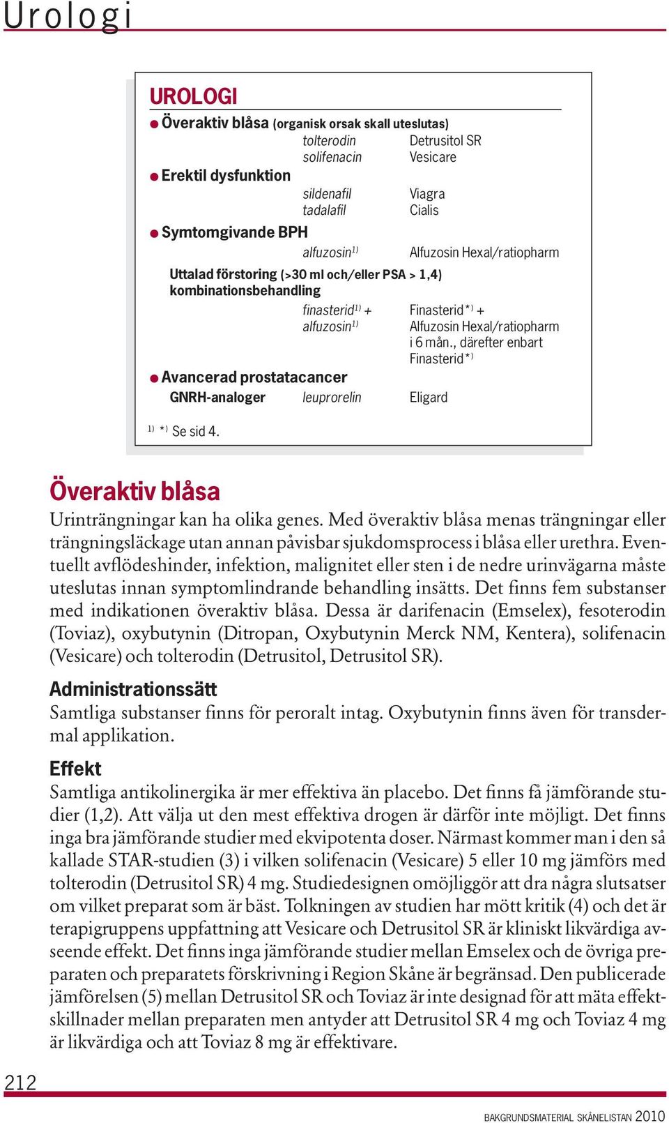 , därefter enbart Finasterid* ) Avancerad prostatacancer GNRH-analoger leuprorelin Eligard 1) * ) Se sid 4. Överaktiv blåsa Urinträngningar kan ha olika genes.