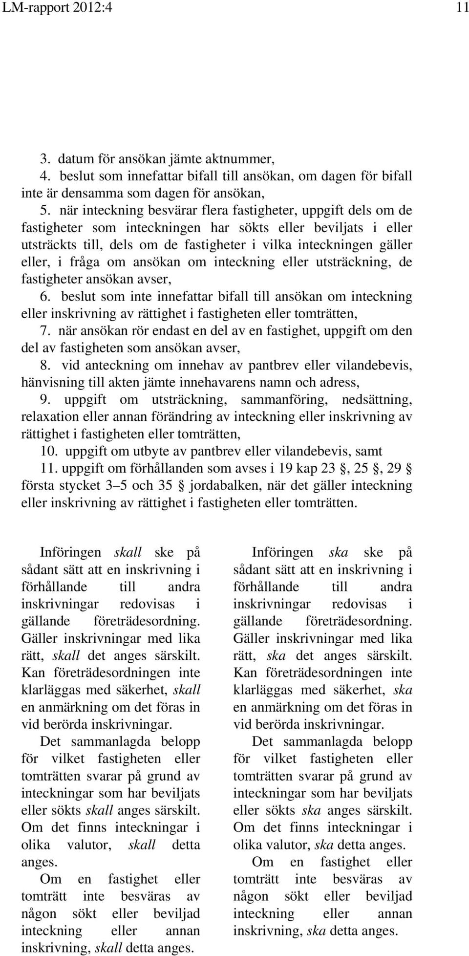 i fråga om ansökan om inteckning eller utsträckning, de fastigheter ansökan avser, 6.
