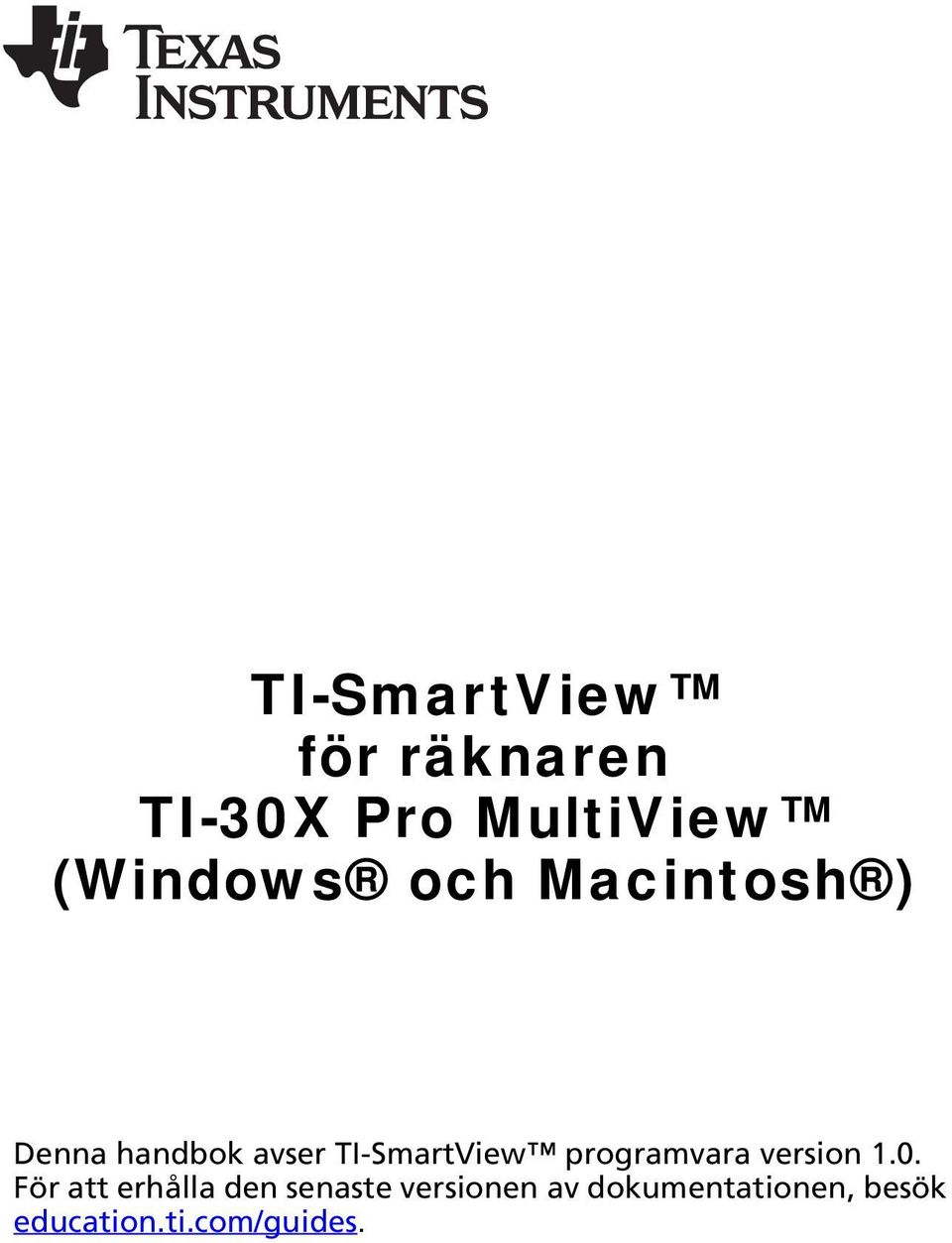 TI-SmartView programvara version 1.0.