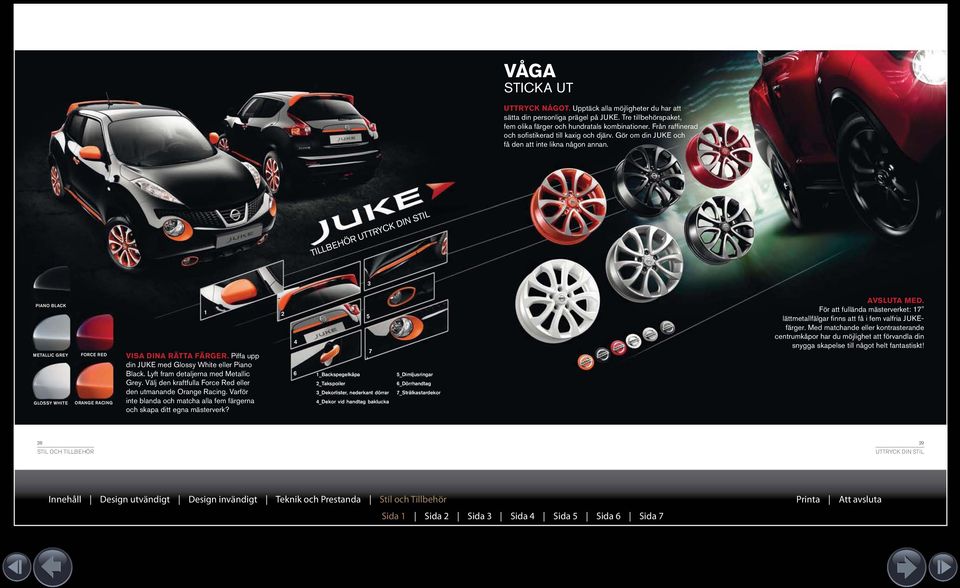 TILLBEHÖR UTTRYCK DIN STIL 3 PIANO BLACK METALLIC GREY GLOSSY WHITE FORCE RED ORANGE RACING 1 2 VISA DINA RÄTTA FÄRGER. Piffa upp din JUKE med Glossy White eller Piano Black.