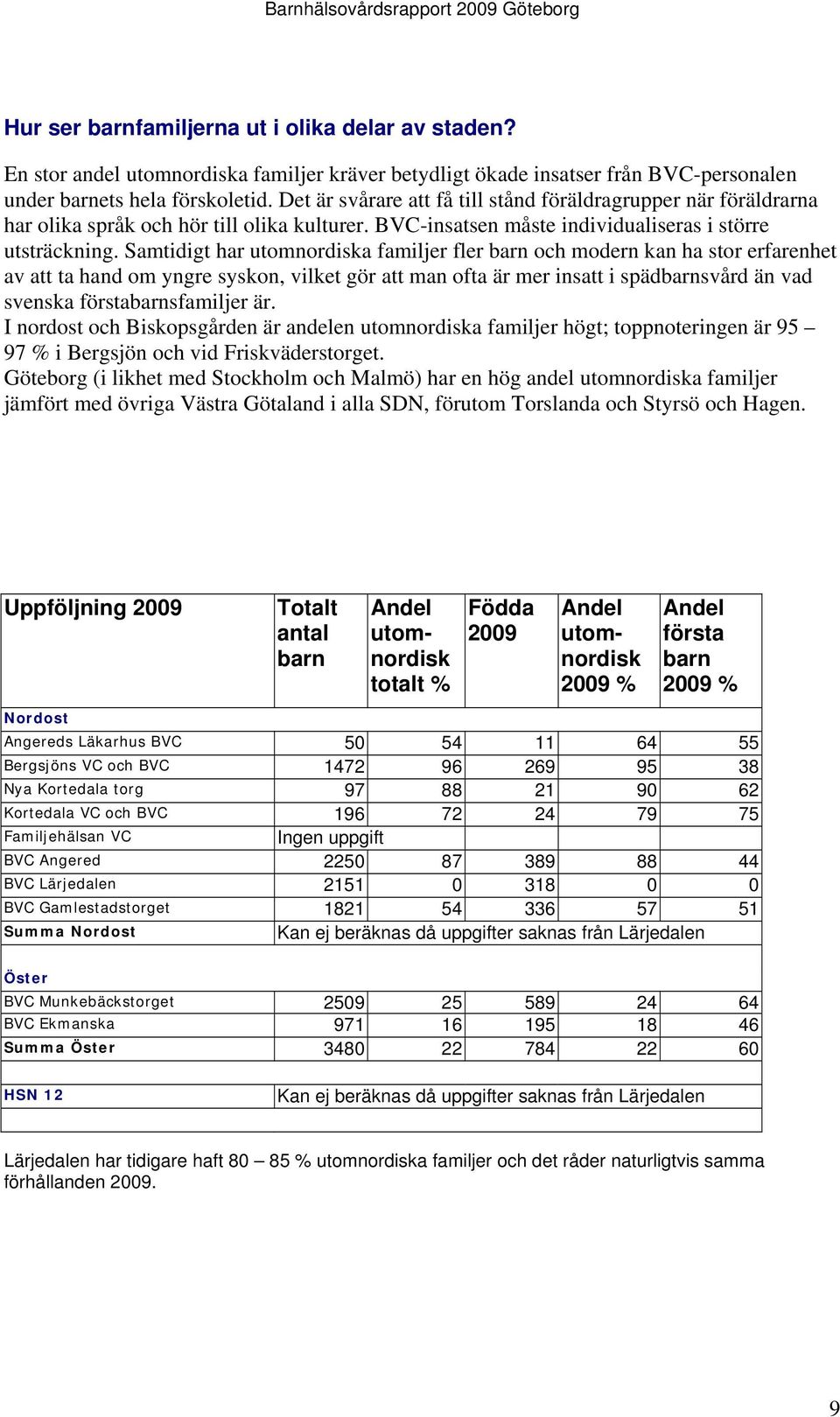Samtidigt har utomnordiska familjer fler barn och modern kan ha stor erfarenhet av att ta hand om yngre syskon, vilket gör att man ofta är mer insatt i spädbarnsvård än vad svenska
