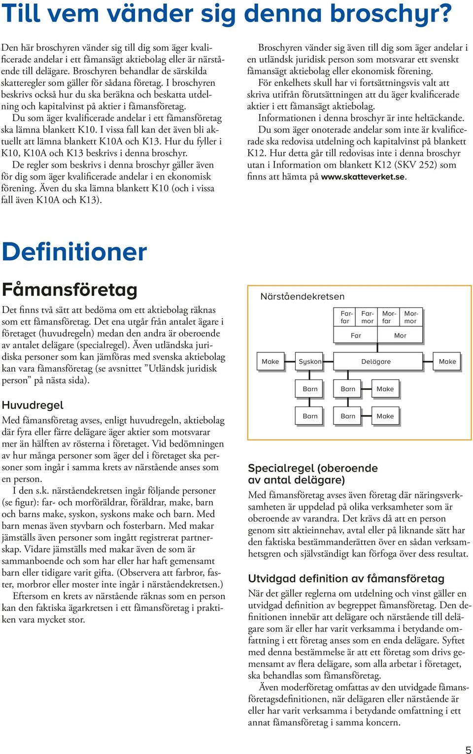 Du som äger kvalificerade andelar i ett fåmansföretag ska lämna blankett K10. I vissa fall kan det även bli aktuellt att lämna blankett K10A och K13.