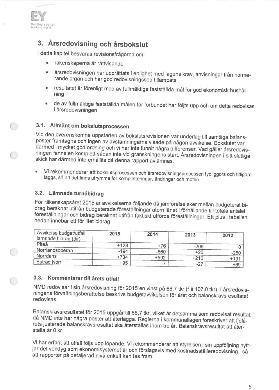 i () 5 att rapporter på detaljerad nivå enkelt kan tas fram. jar det verktyg som ekonomisystemet är och förslagsvis med kostnadsställeredovisning., så Vi har erfarit att utfall följs upp löpande.