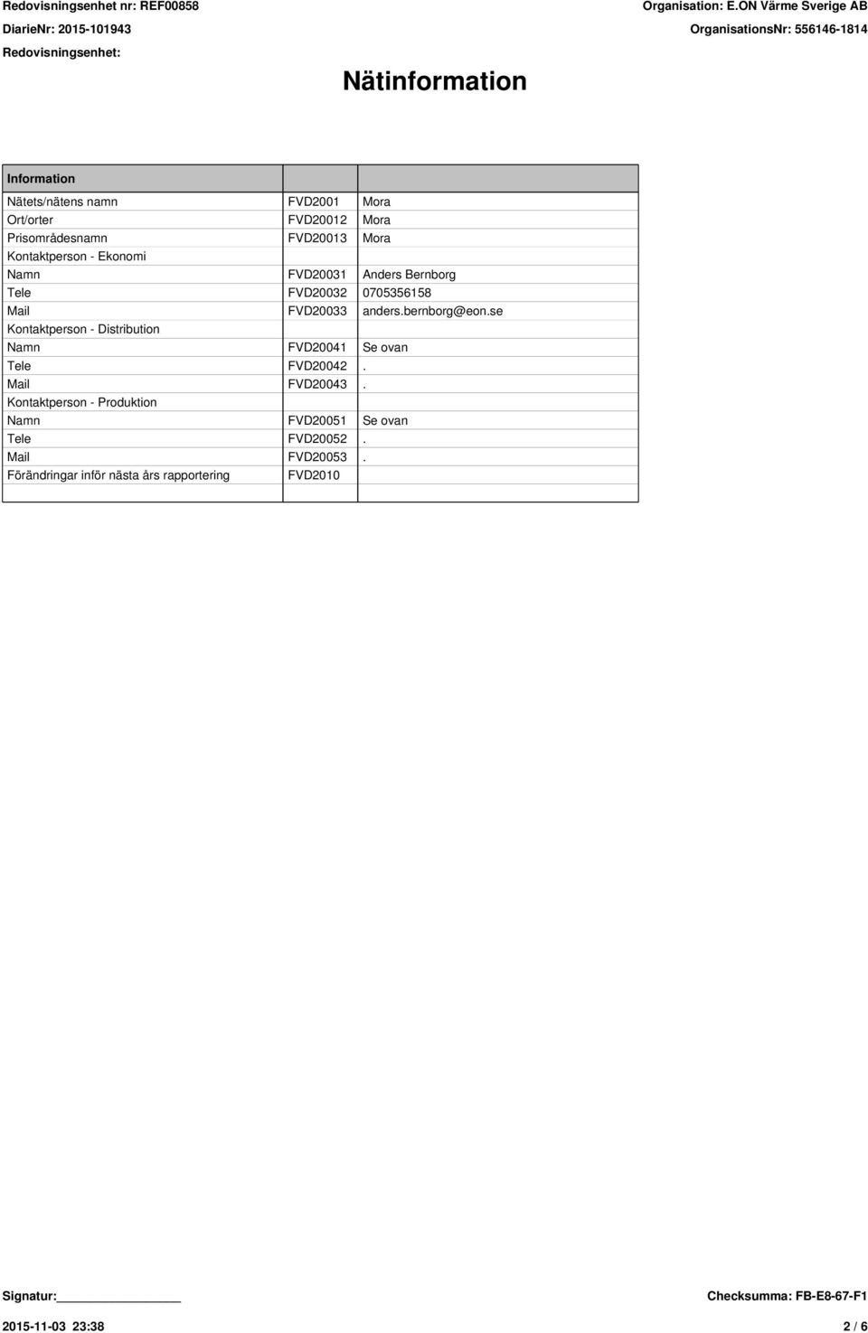 bernborg@eon.se Kontaktperson - Distribution Namn FVD20041 Se ovan Tele FVD20042. Mail FVD20043.