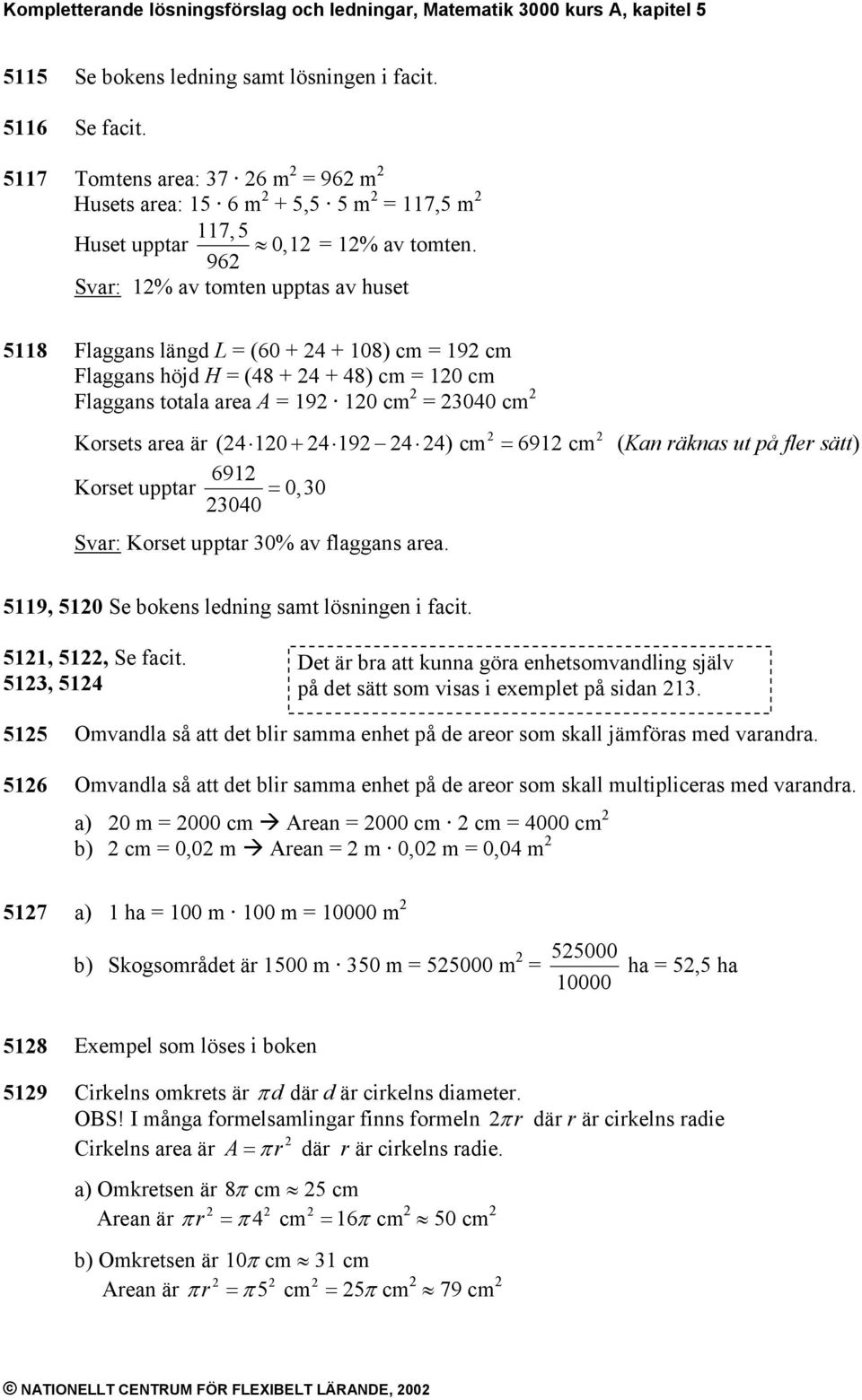 96 0,1 Svar: 1% av tomten upptas av huset 5118 Flaggans längd L = (60 + 4 + 108) cm = 19 cm Flaggans höjd H = (48 + 4 + 48) cm = 10 cm Flaggans totala area A = 19 10 cm = 040 cm Korsets area är ( 4