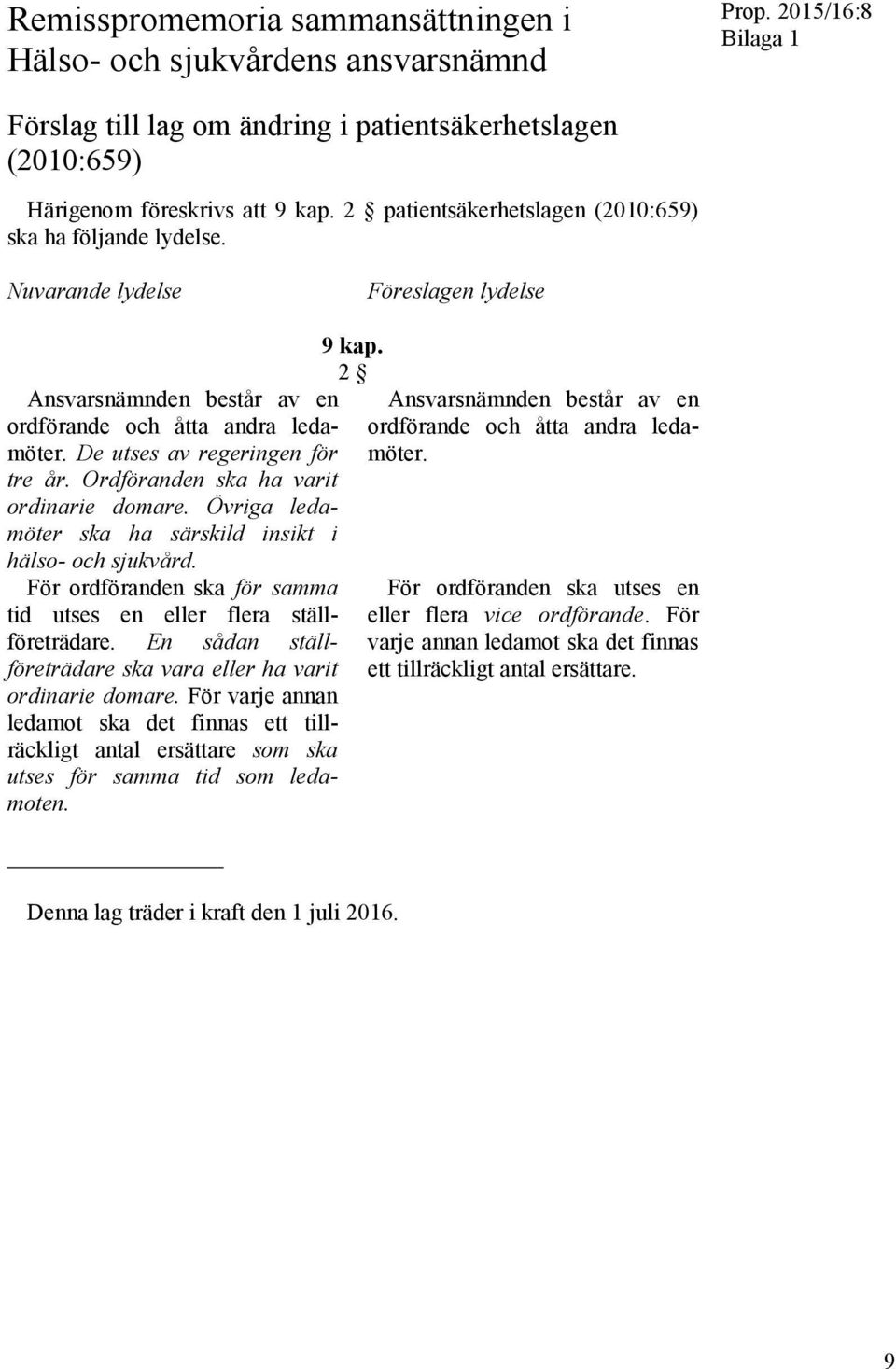 Ordföranden ska ha varit ordinarie domare. Övriga ledamöter ska ha särskild insikt i hälso- och sjukvård. För ordföranden ska för samma tid utses en eller flera ställföreträdare.