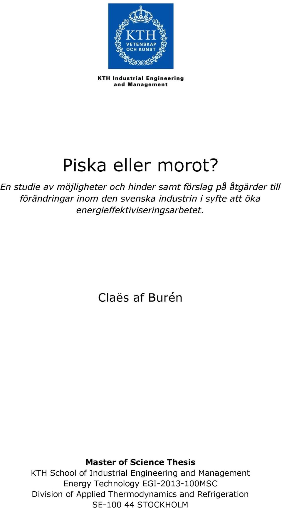 Piska eller morot? Claës af Burén - PDF Free Download