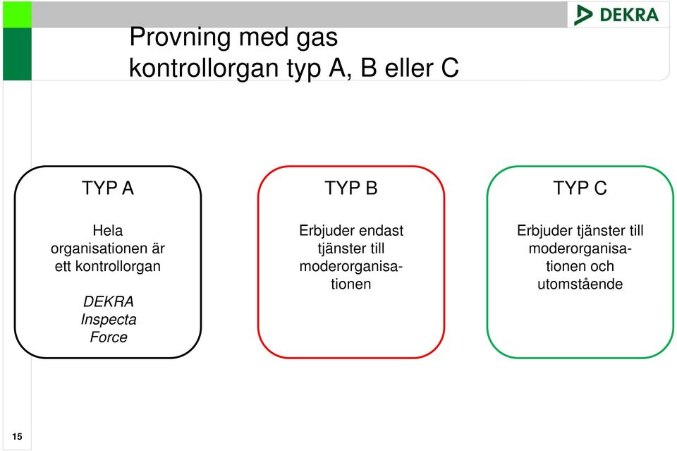 TYP B Erbjuder endast tjänster till moderorganisationen TYP