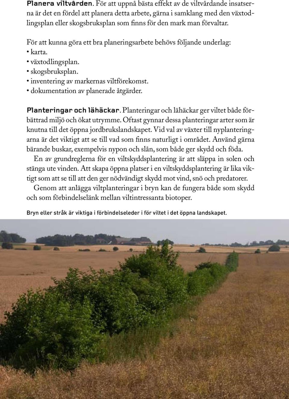 För att kunna göra ett bra planeringsarbete behövs följande underlag: karta. växtodlingsplan. skogsbruksplan. inventering av markernas viltförekomst. dokumentation av planerade åtgärder.