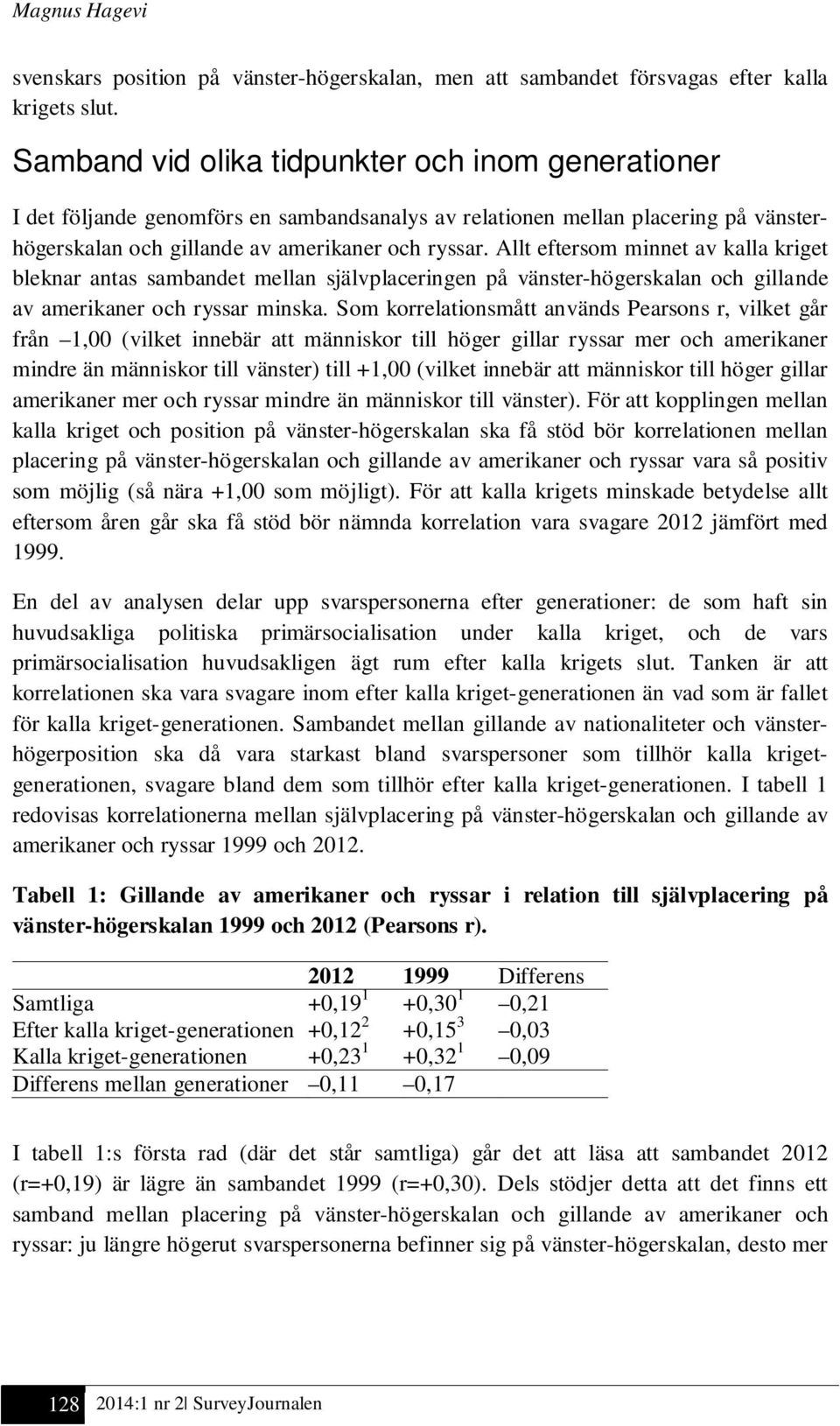 Allt eftersom minnet av kalla kriget bleknar antas sambandet mellan självplaceringen på vänster-högerskalan och gillande av amerikaner och ryssar minska.
