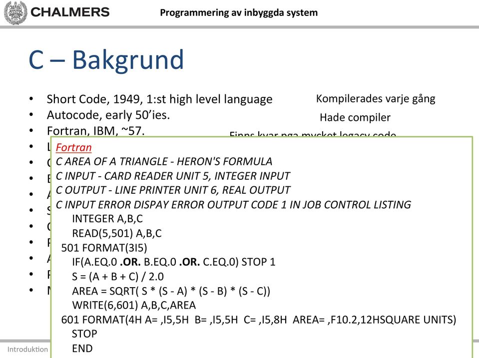 - CARD READER UNIT 5, INTEGER INPUT ALGOL C OUTPUT 60 (ALGOrithmic - LINE PRINTER Language UNIT 6, REAL 1960). OUTPUT C INPUT ERROR DISPAY ERROR OUTPUT CODE 1 IN JOB CONTROL LISTING Simula, 60:ies.