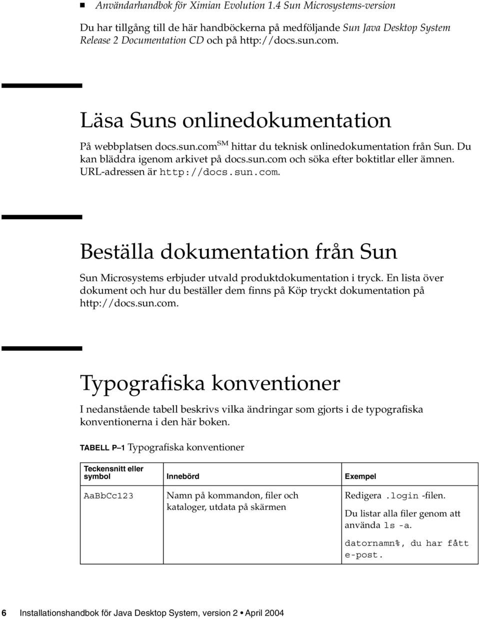 URL-adressen är http://docs.sun.com. Beställa dokumentation från Sun Sun Microsystems erbjuder utvald produktdokumentation i tryck.