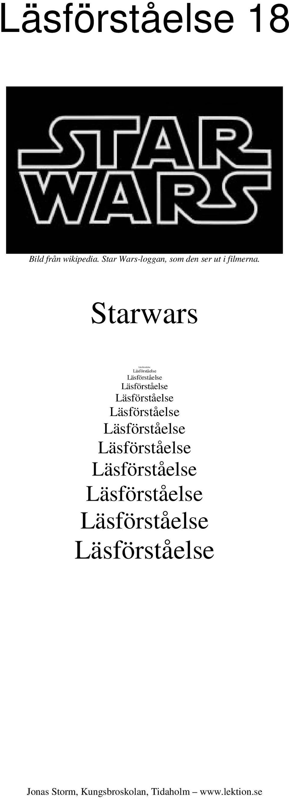 Starwars Läsförståelse Läsförståelse Läsförståelse Läsförståelse