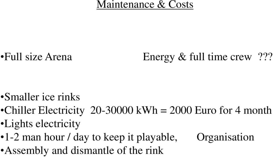 Euro for 4 month Lights electricity 1-2 man hour / day to