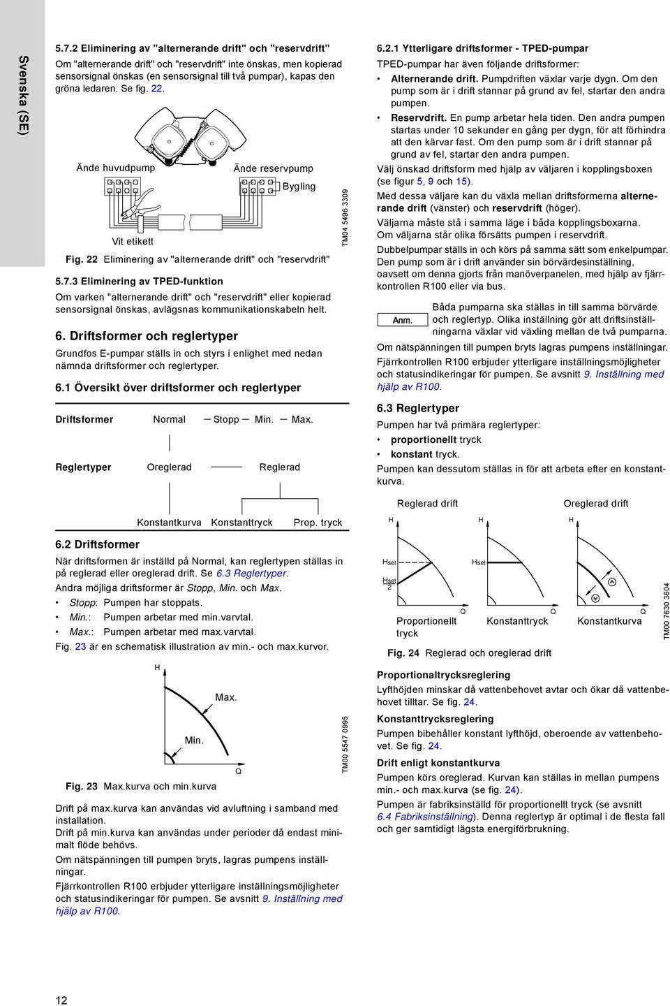 ledaren. Se fig. 22. Ände huvudpump Vit etikett Fig. 22 Eliminering av "alternerande drift" och "reservdrift" 5.7.