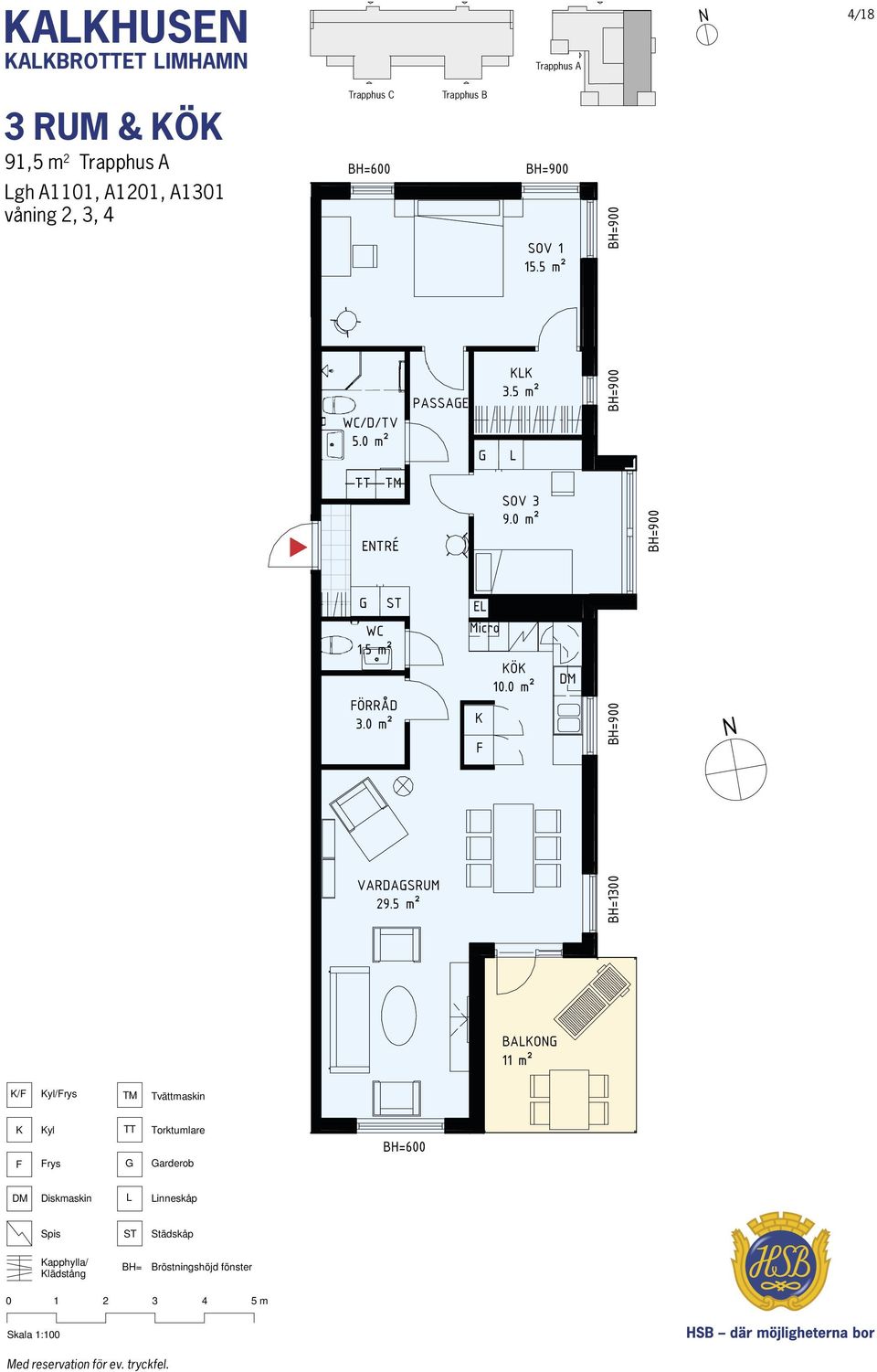A1201, A1301 vån 2, 3, 4 KF KylFrys 3 40 51 m 2 RO DM Diskmask DM Diskmask r eventuella Skala