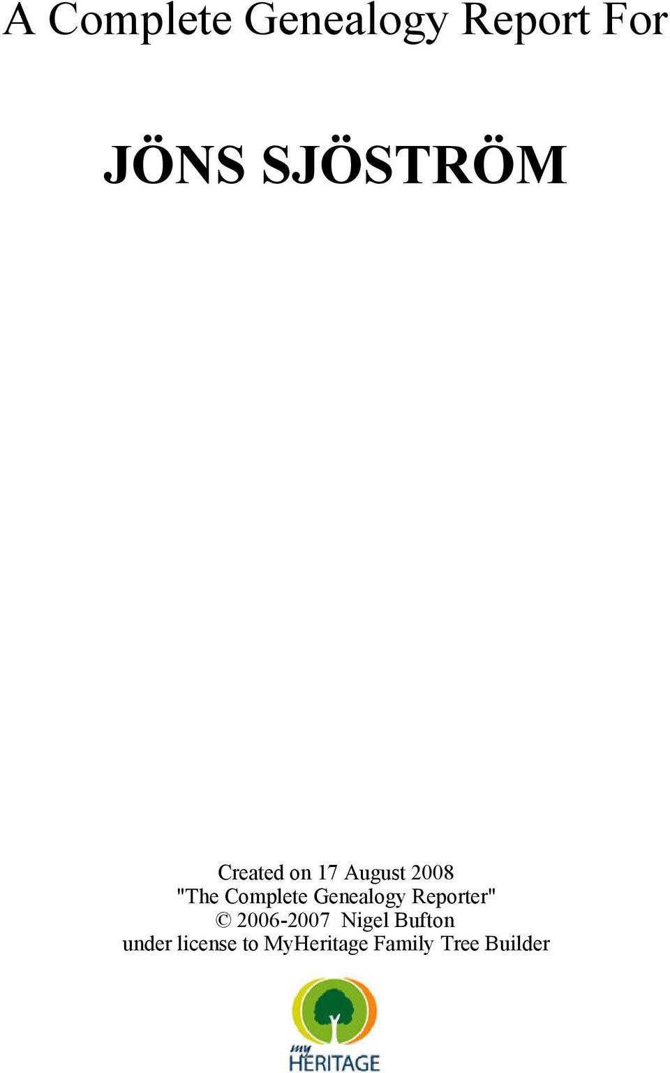 Complete Genealogy Reporter" 2006-2007