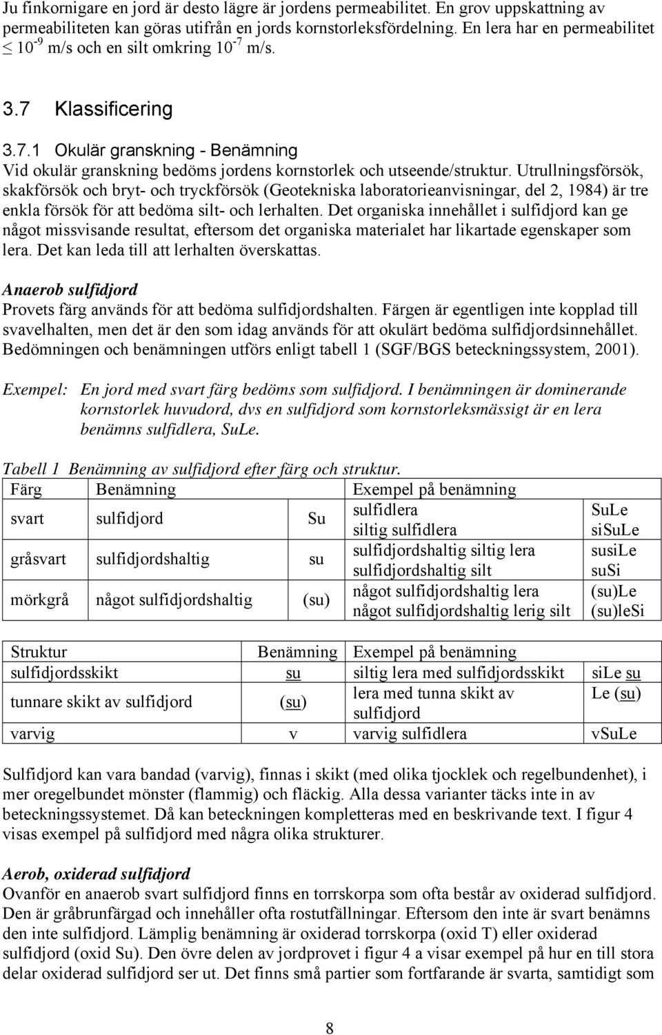 Utrullningsförsök, skakförsök och bryt- och tryckförsök (Geotekniska laboratorieanvisningar, del 2, 1984) är tre enkla försök för att bedöma silt- och lerhalten.