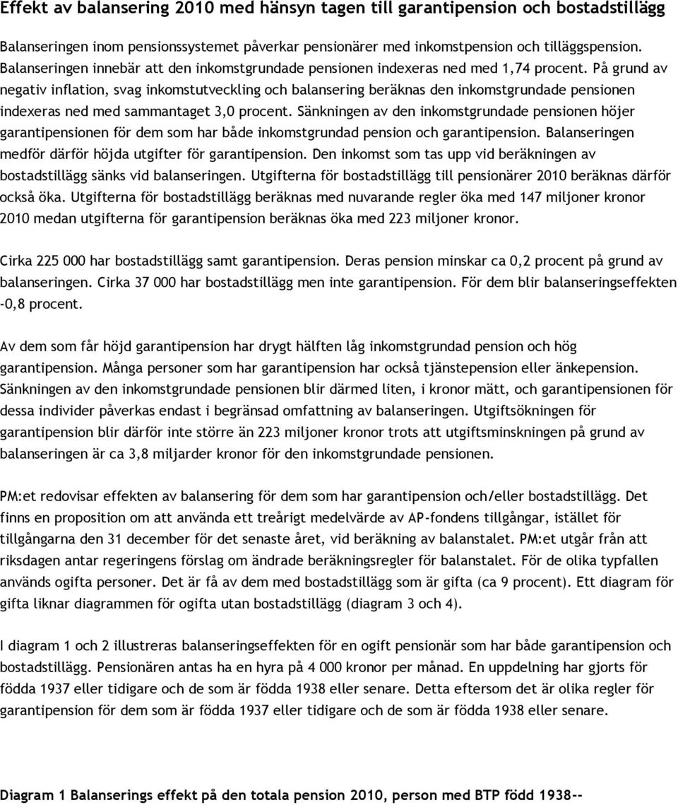 På grund av negativ inflation, svag inkomstutveckling och balansering beräknas den inkomstgrundade pensionen indexeras ned med sammantaget 3,0 procent.