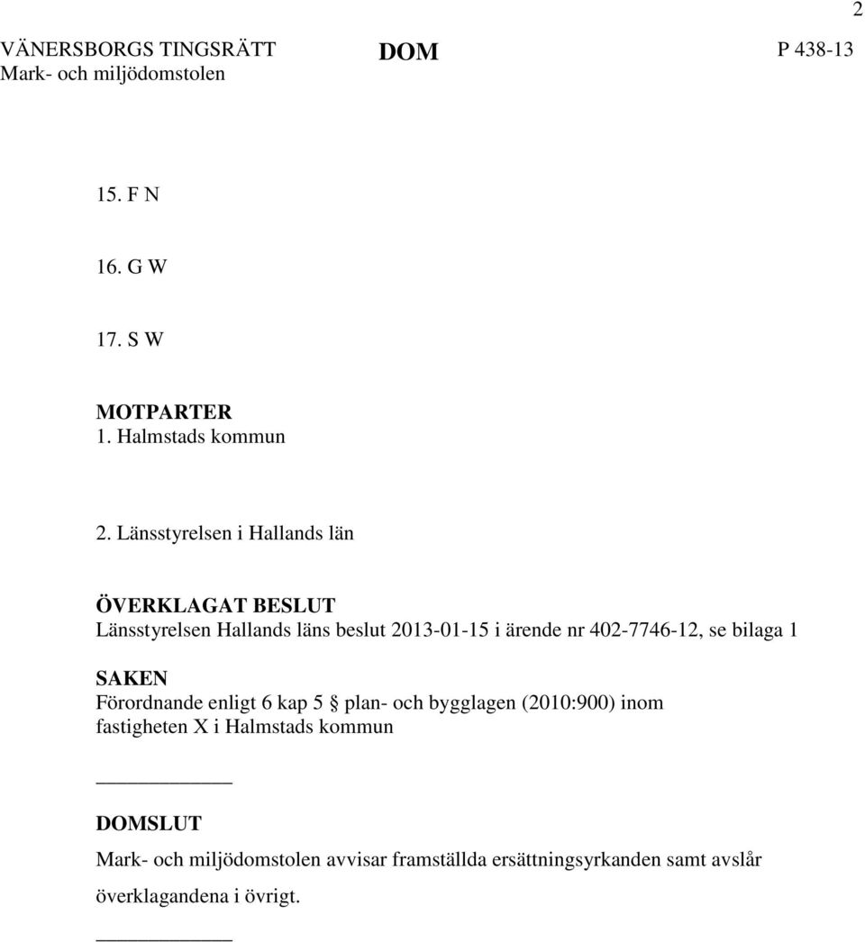 nr 402-7746-12, se bilaga 1 SAKEN Förordnande enligt 6 kap 5 plan- och bygglagen (2010:900) inom