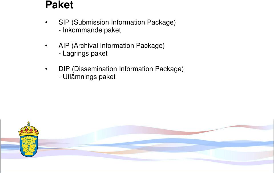 Information Package) - Lagrings paket DIP