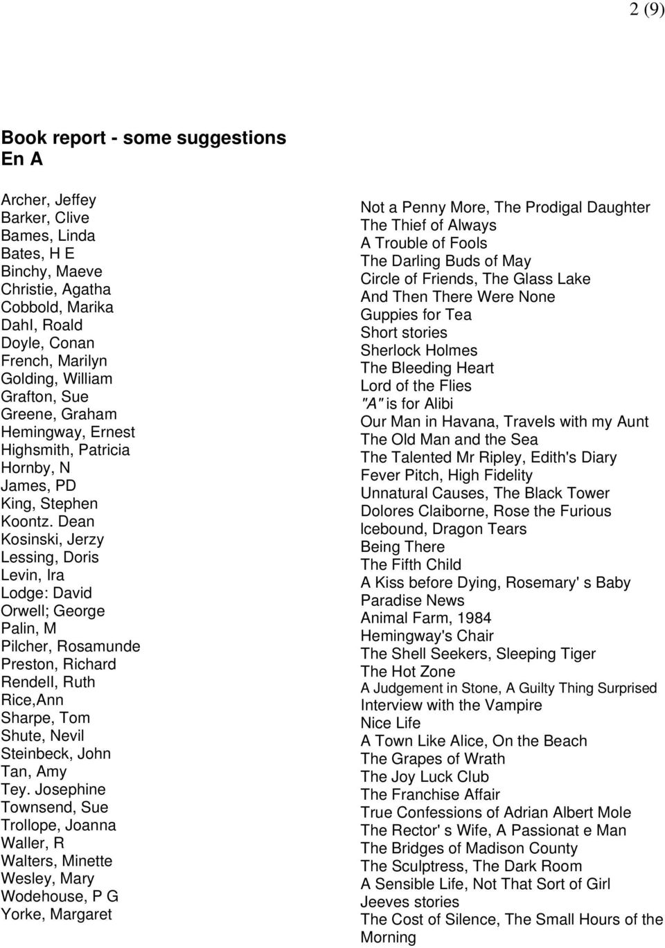 Dean Kosinski, Jerzy Lessing, Doris Levin, Ira Lodge: David Orwell; George Palin, M Pilcher, Rosamunde Preston, Richard RendelI, Ruth Rice,Ann Sharpe, Tom Shute, Nevil Steinbeck, John Tan, Amy Tey.