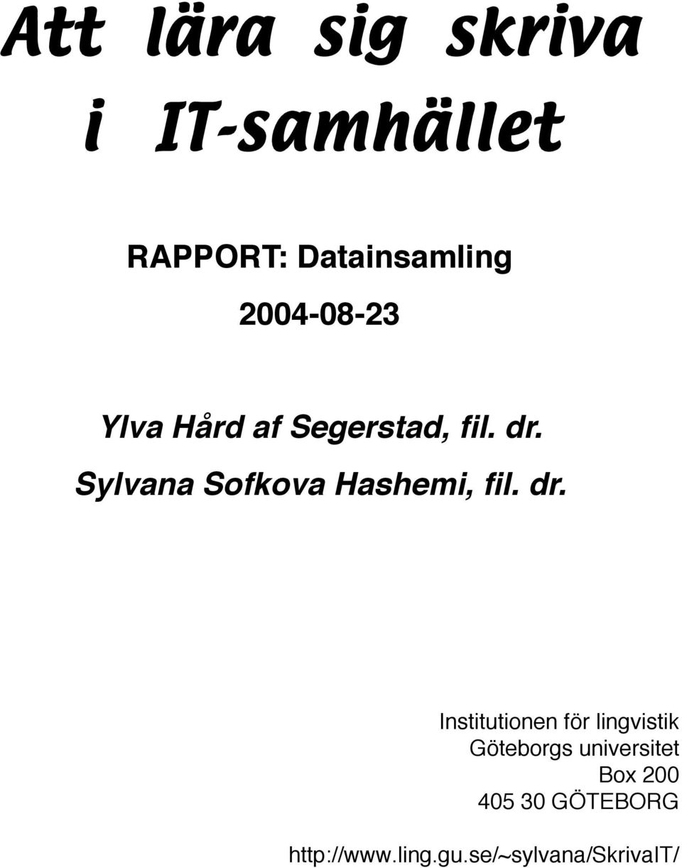 Sylvana Sofkova Hashemi, fil. dr.