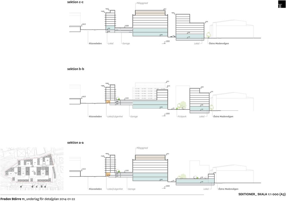 Påyggn FCKPARK SHARED SPACE-GATA FÖRSKOLE PARK + + + + + + + + + + + SEKTON A-A Frn Störr