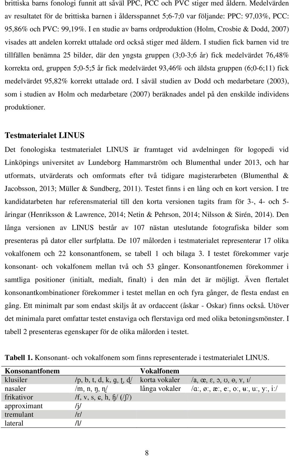 I en studie av barns ordproduktion (Holm, Crosbie & Dodd, 2007) visades att andelen korrekt uttalade ord också stiger med åldern.