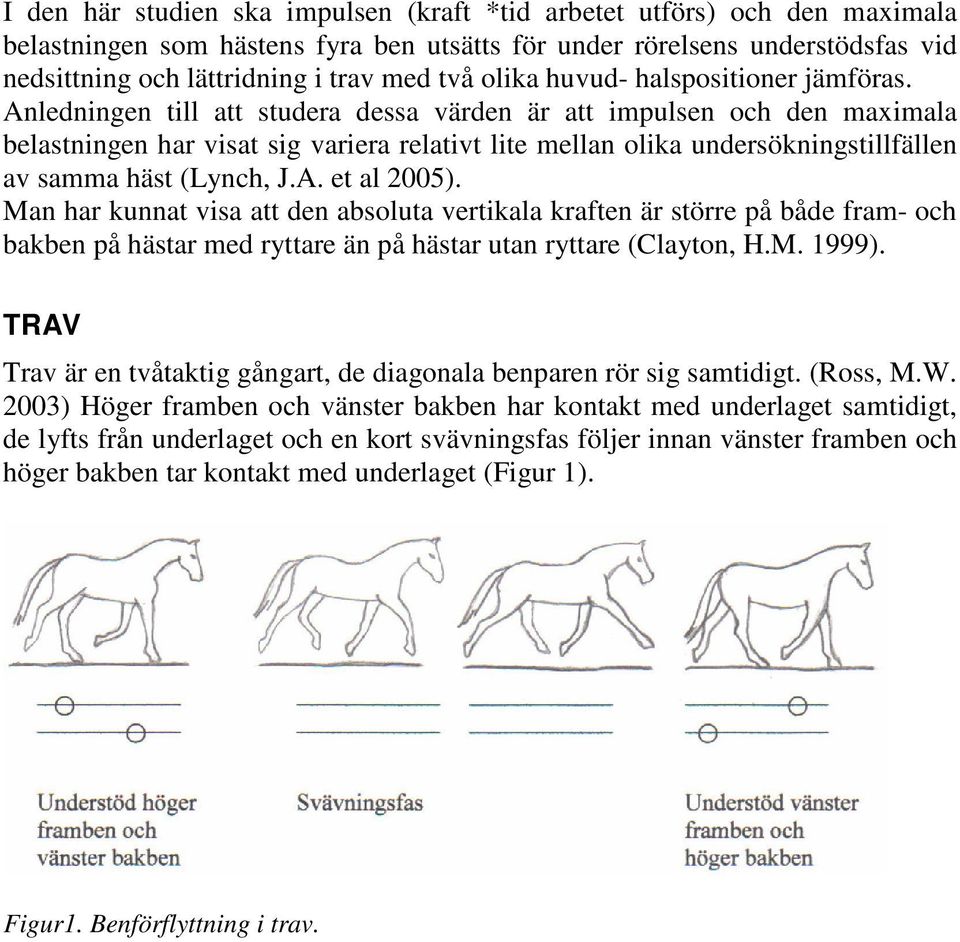 Anledningen till att studera dessa värden är att impulsen och den maximala belastningen har visat sig variera relativt lite mellan olika undersökningstillfällen av samma häst (Lynch, J.A. et al 2005).