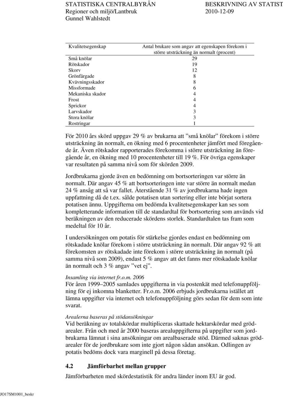 jämfört med föregående år. Även rötskador rapporterades förekomma i större utsträckning än föregående år, en ökning med 10 procentenheter till 19 %.
