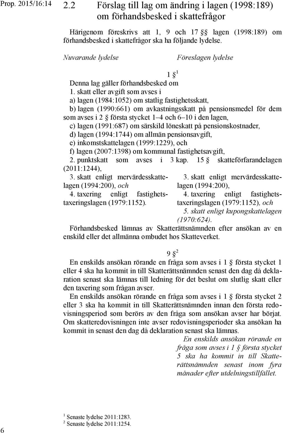 skatt eller avgift som avses i a) lagen (1984:1052) om statlig fastighetsskatt, b) lagen (1990:661) om avkastningsskatt på pensionsmedel för dem som avses i 2 första stycket 1 4 och 6 10 i den lagen,