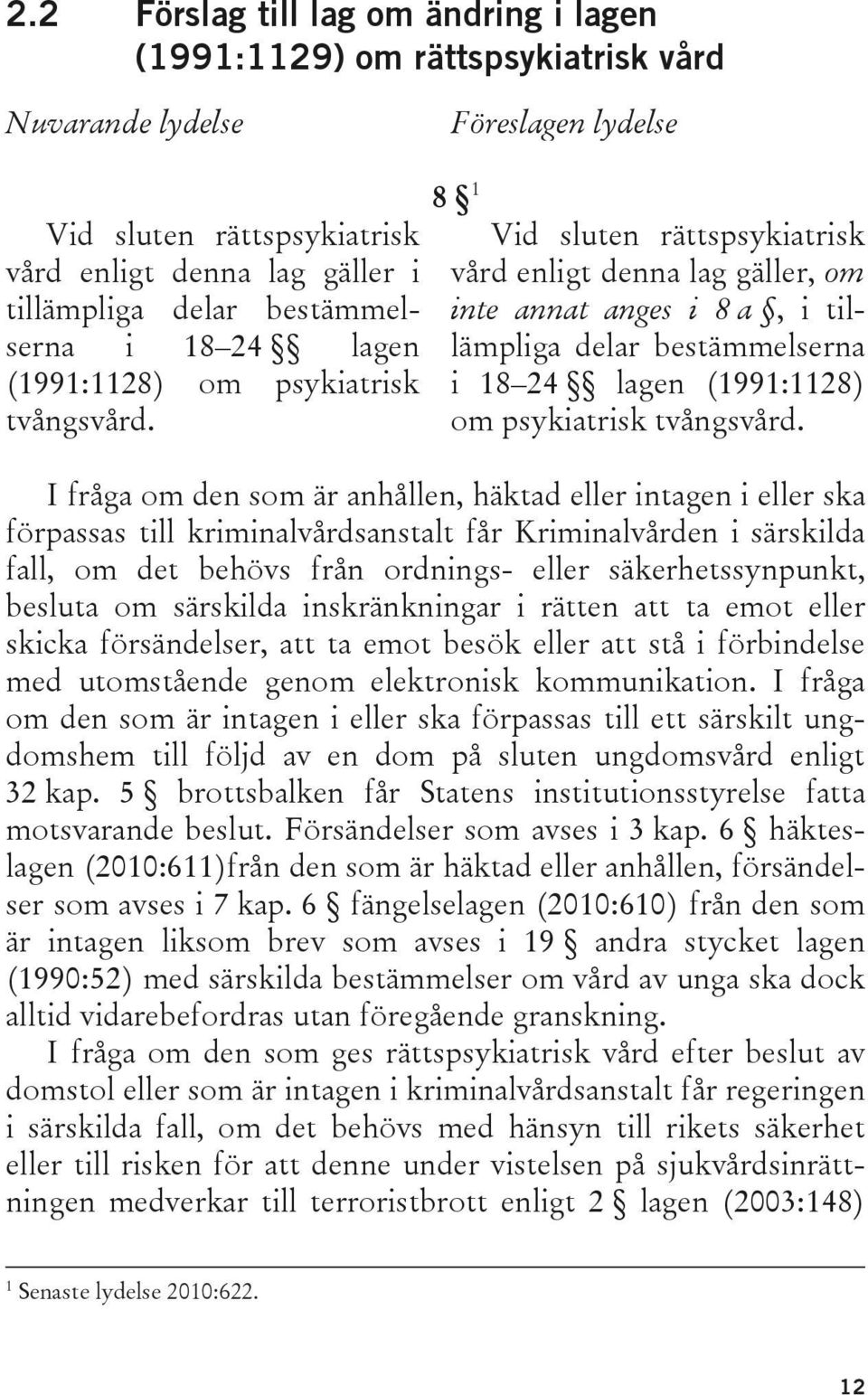 8 1 Vid sluten rättspsykiatrisk vård enligt denna lag gäller, om inte annat anges i 8 a, i tillämpliga delar  I fråga om den som är anhållen, häktad eller intagen i eller ska förpassas till