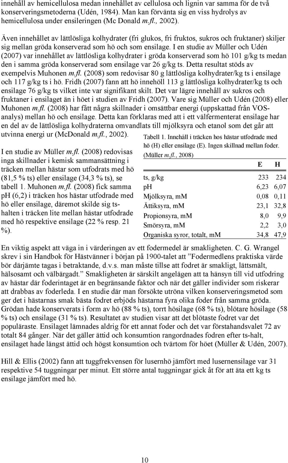 Även innehållet av lättlösliga kolhydrater (fri glukos, fri fruktos, sukros och fruktaner) skiljer sig mellan gröda konserverad som hö och som ensilage.